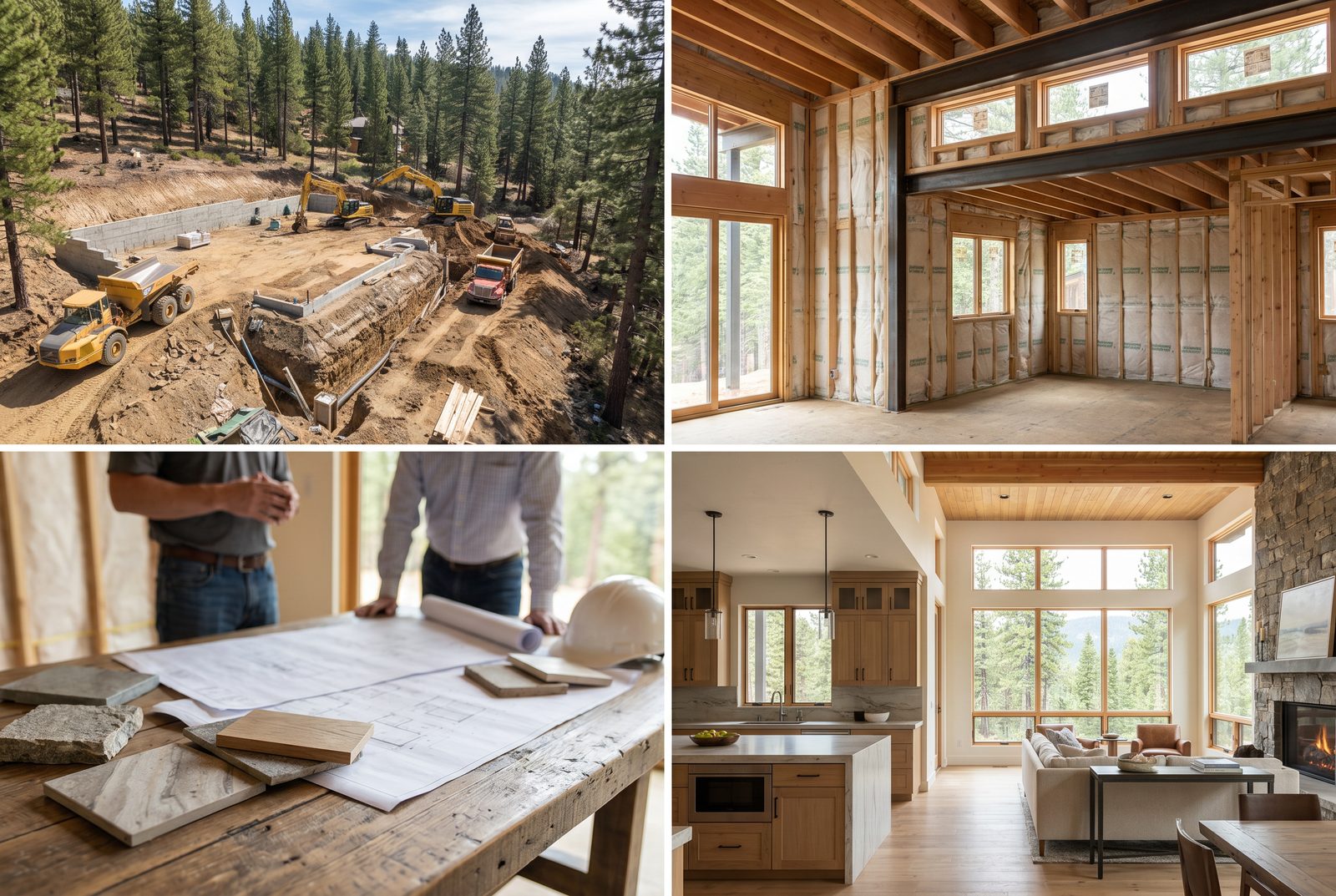 The arc of a custom home in four scenes &ndash; excavation, framing, decisions over drawings, and the finished interior